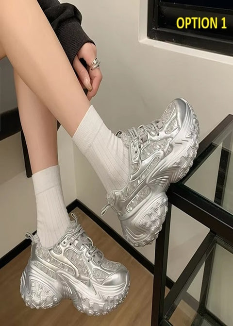 New Thick Soled  Sparkling Design Casual Shoes CODE: KAR4190