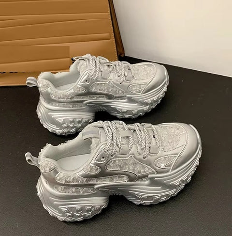 New Thick Soled  Sparkling Design Casual Shoes CODE: KAR4190