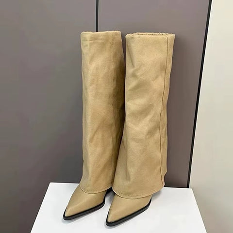 New Flat Pointed Toe Fashion Knee High Boots CODE: KAR4191