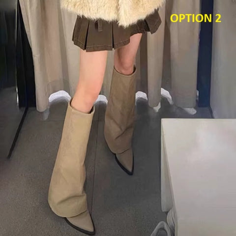 New Flat Pointed Toe Fashion Knee High Boots CODE: KAR4191