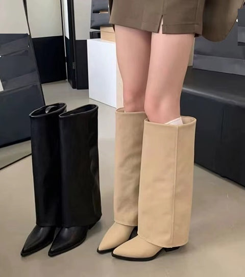 New Flat Pointed Toe Fashion Knee High Boots CODE: KAR4191