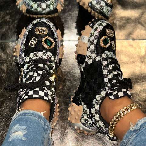 New Fashion Rhinestone Sneakers Designer Mesh Shoes CODE: KAR4192