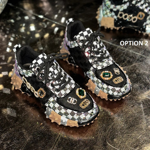 New Fashion Rhinestone Sneakers Designer Mesh Shoes CODE: KAR4192