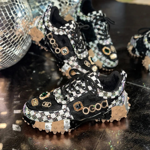 New Fashion Rhinestone Sneakers Designer Mesh Shoes CODE: KAR4192