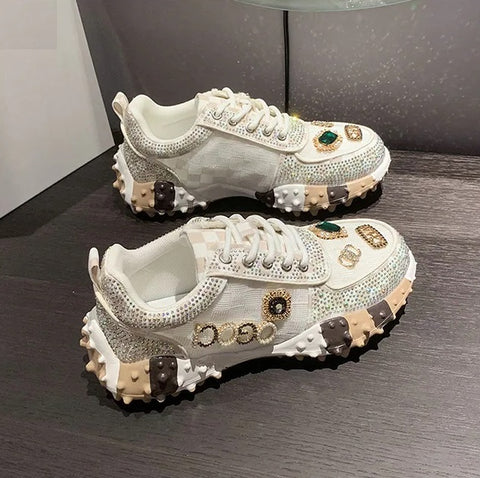 New Fashion Rhinestone Sneakers Designer Mesh Shoes CODE: KAR4192