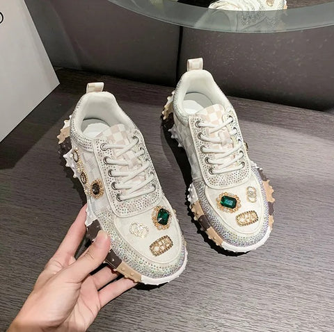 New Fashion Rhinestone Sneakers Designer Mesh Shoes CODE: KAR4192