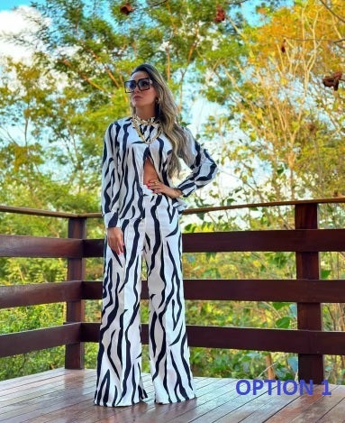 New Fashionable, casual long-sleeved shirt and trouser two-piece set CODE: KAR4205