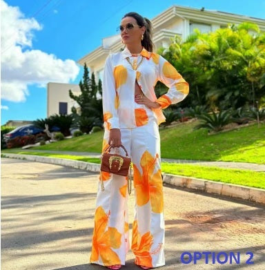 New Fashionable, casual long-sleeved shirt and trouser two-piece set CODE: KAR4205