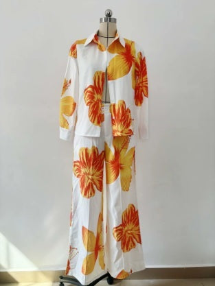 New Fashionable, casual long-sleeved shirt and trouser two-piece set CODE: KAR4205