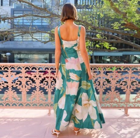 New floral print straps sleeveless slimming Long maxi dress CODE: KAR4206