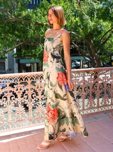 New floral print straps sleeveless slimming Long maxi dress CODE: KAR4206
