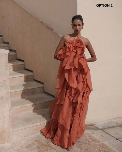 New Ruffle  Backless Sleeveless Slim Fit Maxi Long Dress CODE: KAR4209