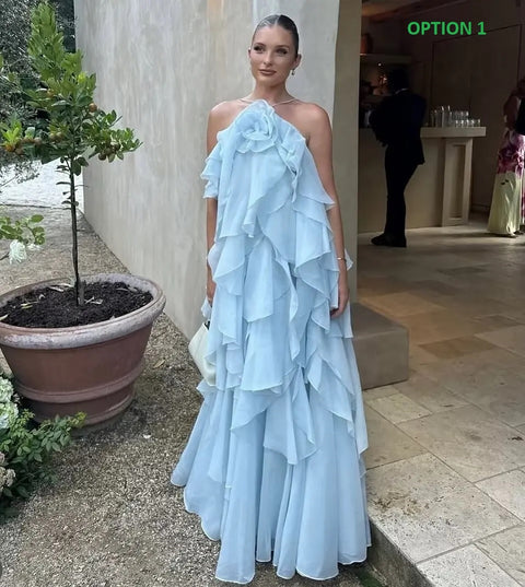 New Ruffle  Backless Sleeveless Slim Fit Maxi Long Dress CODE: KAR4209