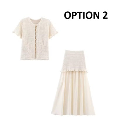 New Knitted Single-breasted T Shirt anad Long skirt Set CODE: KAR4211