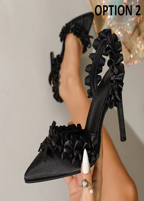 New Fashion Pointed Toe High Heels Design Silk Bowknot Slingback Pump CODE: KAR4221