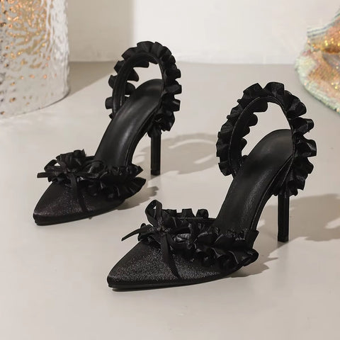 New Fashion Pointed Toe High Heels Design Silk Bowknot Slingback Pump CODE: KAR4221