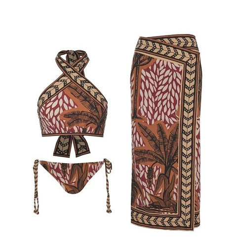 New Crisscross Neck Tie Side Bikini Swimming Bathing 3 Piece Set CODE: KAR4226