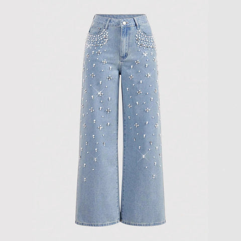 New Fashion Slimming Effect Loose Fit Beaded Long Pants CODE : KAR4237