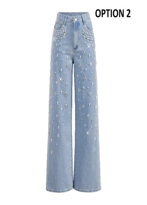 New Fashion Slimming Effect Loose Fit Beaded Long Pants CODE : KAR4237