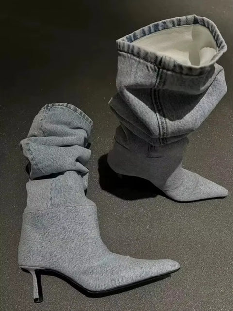 New High Heel Long Tube over Knee Folded Pointed Toe Heel Boots CODE: KAR4250