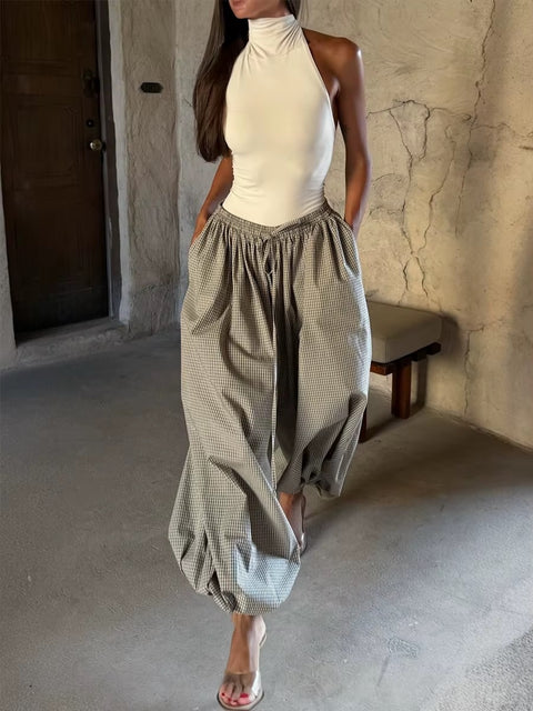 New Fashion Retro Loose Casual Plaid Trousers CODE: KAR4253