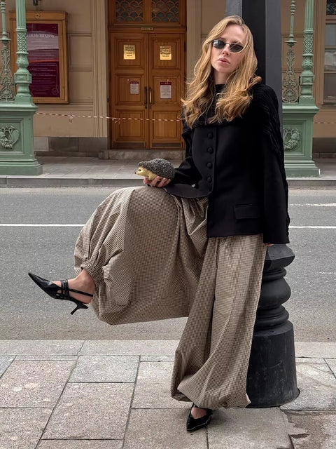 New Fashion Retro Loose Casual Plaid Trousers CODE: KAR4253