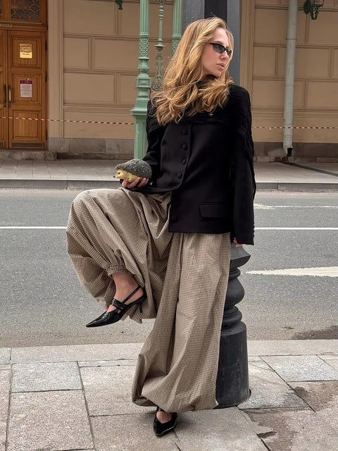 New Fashion Retro Loose Casual Plaid Trousers CODE: KAR4253