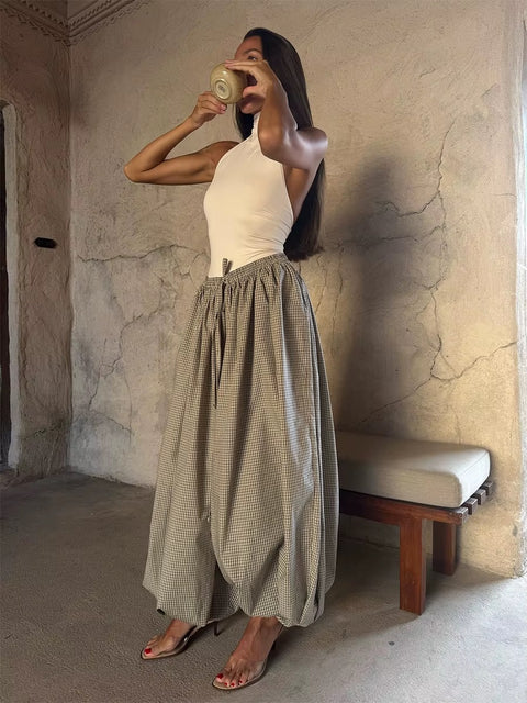 New Fashion Retro Loose Casual Plaid Trousers CODE: KAR4253