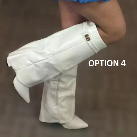 New Fashion Large Tube Metal Buckle Mid-Calf Boots CODE: KAR4255