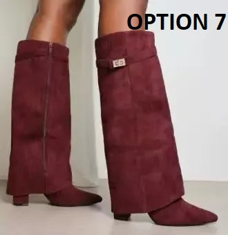 New Fashion Large Tube Metal Buckle Mid-Calf Boots CODE: KAR4255