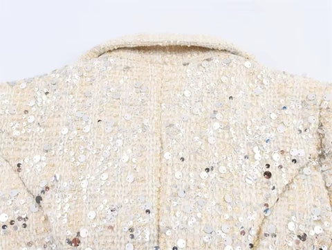 New Collar Fashionable Sequin Pleated Splicing Dress CODE: KAR4256