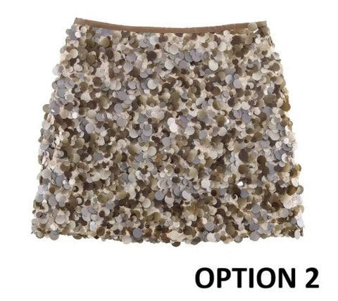 New Sexy Sequined Fashion Side Zipper High Waist Chic Casual Skirt CODE: KAR4258