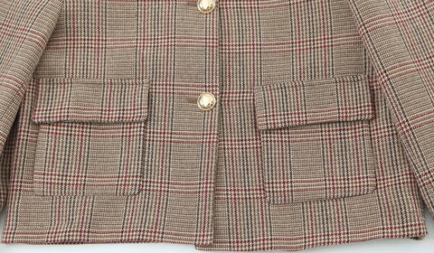 New Plaid Single Breasted & Side Zipper Trouser And Casual Lady Pant Set CODE: KAR4263