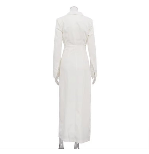 New V-Neck Long Sleeve Temperament High Waist Split Dress CODE: KAR4268