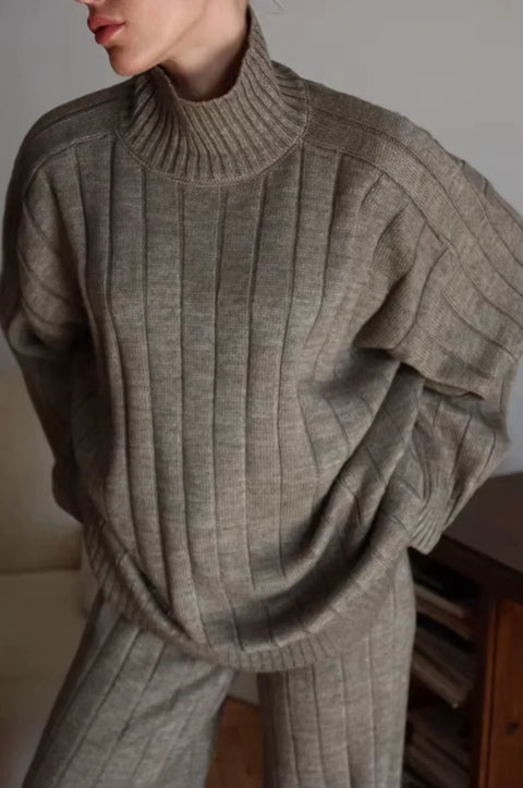 New Gentle Striped Sweater with Wide-leg Pant Two-piece Set CODE: KAR4286