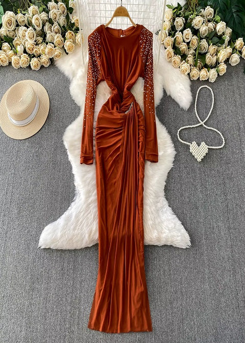 New Fashion Light Luxury Diamond-Embellished Long Sleeve Dress CODE: KAR4290