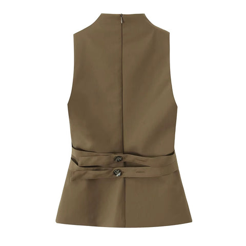 New Fashion Sleeveless O-Neck Waist Top CODE: KAR4299