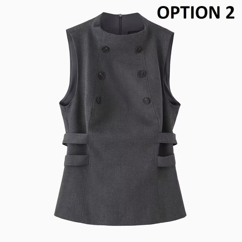 New Fashion Sleeveless O-Neck Waist Top CODE: KAR4299