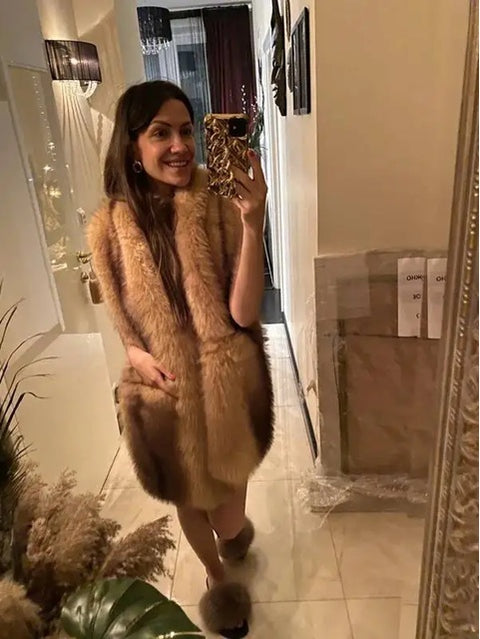 New Fashion Faux Fluffy Striped Neckerchief Luxury Shawl Scarf CODE: KAR4300