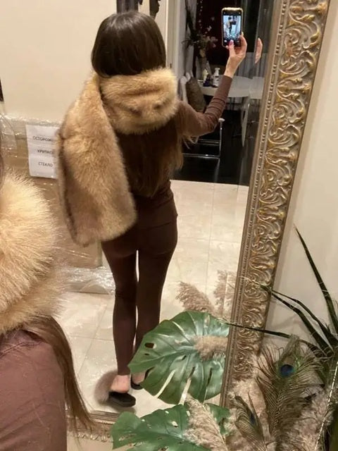 New Fashion Faux Fluffy Striped Neckerchief Luxury Shawl Scarf CODE: KAR4300