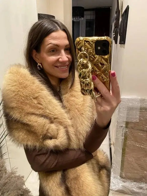 New Fashion Faux Fluffy Striped Neckerchief Luxury Shawl Scarf CODE: KAR4300