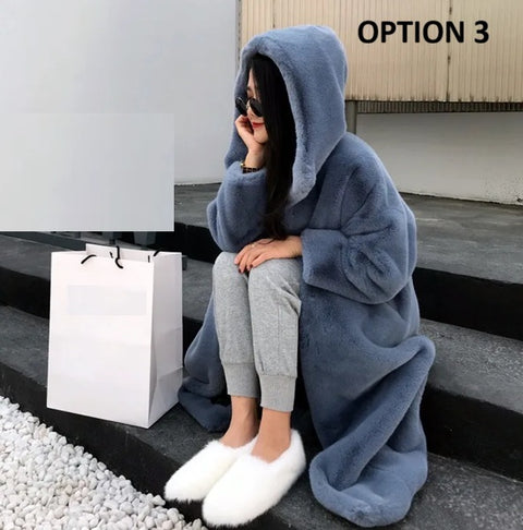 New Faux Fur Elegant Zipper High Waist Silk Cinching Hem Outfit Coat CODE: KAR4303