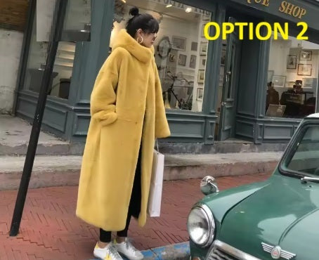 New Faux Fur Elegant Zipper High Waist Silk Cinching Hem Outfit Coat CODE: KAR4303