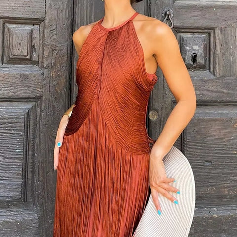 New Sexy Backless Slim Hight Wasit Sleeveless Long Dress CODE: KAR4309