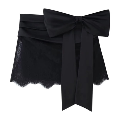 New Fashion Splicing Lace Bow Mini Skirt CODE: KAR4311