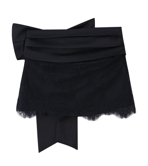 New Fashion Splicing Lace Bow Mini Skirt CODE: KAR4311