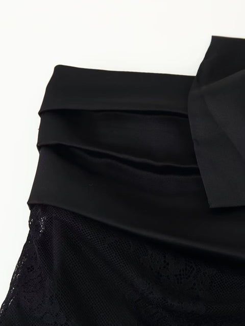 New Fashion Splicing Lace Bow Mini Skirt CODE: KAR4311