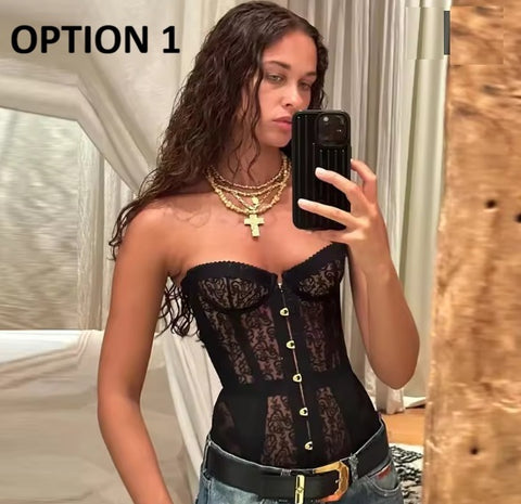 New Sexy Tight Corset Lace Hollow Sleeveless Strapless Top CODE: KAR4316