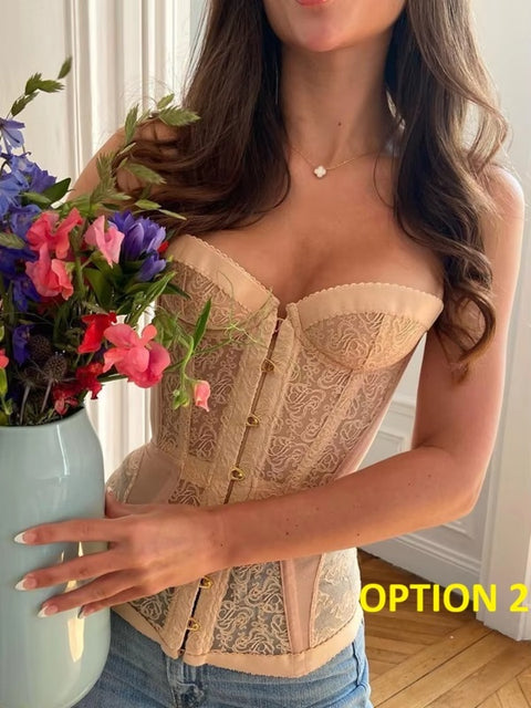 New Sexy Tight Corset Lace Hollow Sleeveless Strapless Top CODE: KAR4316