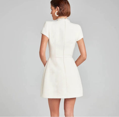 Neck Short Sleeve High Waist Mini Party Dress CODE: KAR4318